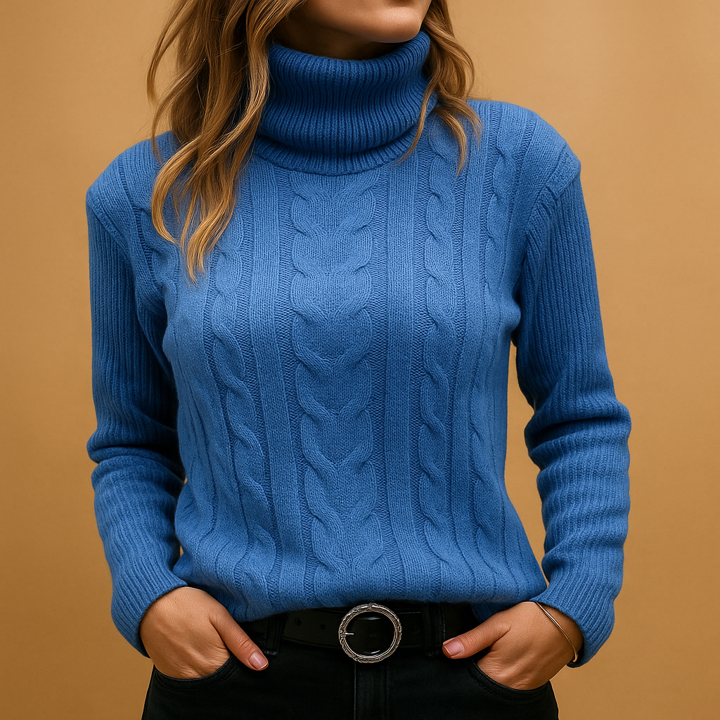 Naomi | Turtleneck Ribbed Cable Knit Long Sleeve High Neck Autumn Winter Jumper Women