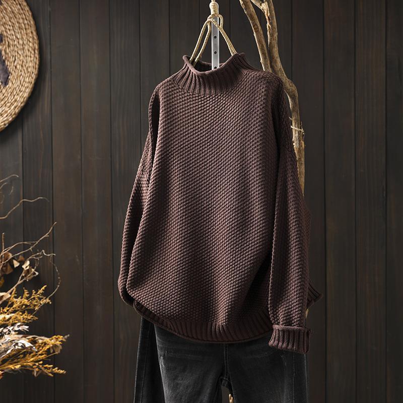 Mia | Oversized Chunky Drop Shoulder Long Sleeve Ribbed Turtleneck Winter Jumper Women