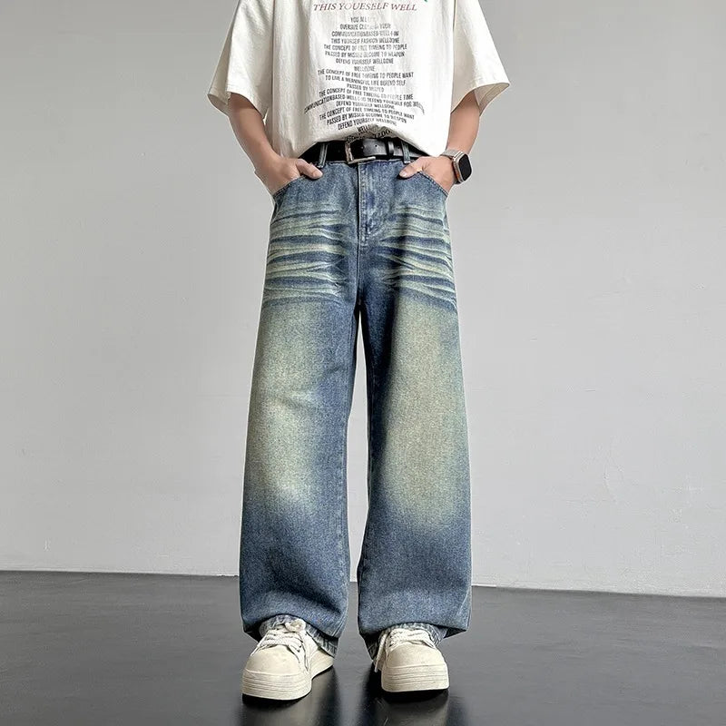 Men's Relaxed Denim Jeans with Faded Wash | Arden - Light Blue