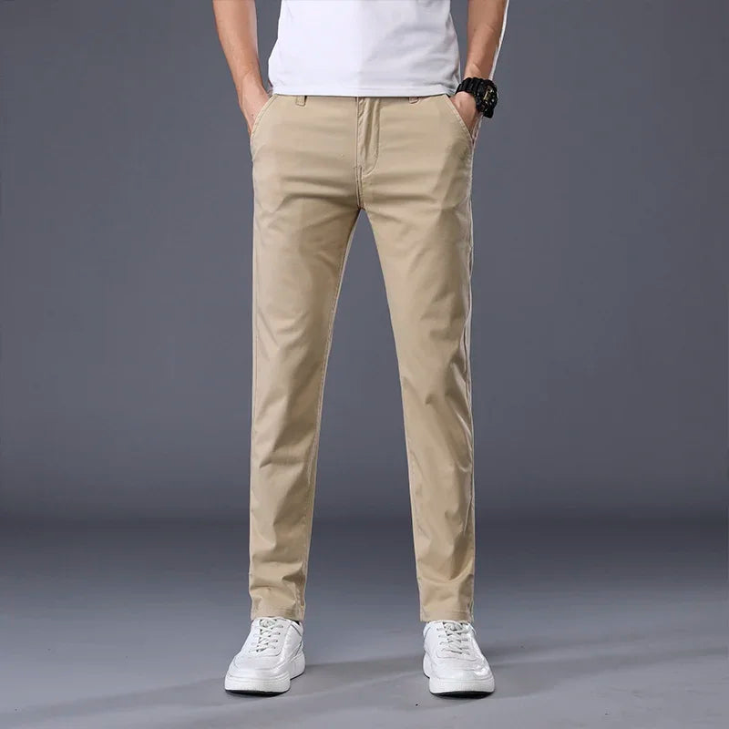 Men's Slim Fit Dress Trousers with Side Pockets | Savoni - Khaki