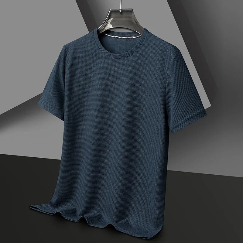 Men's Waffle Knit T-Shirt with Crew Neck | Mason - Navy