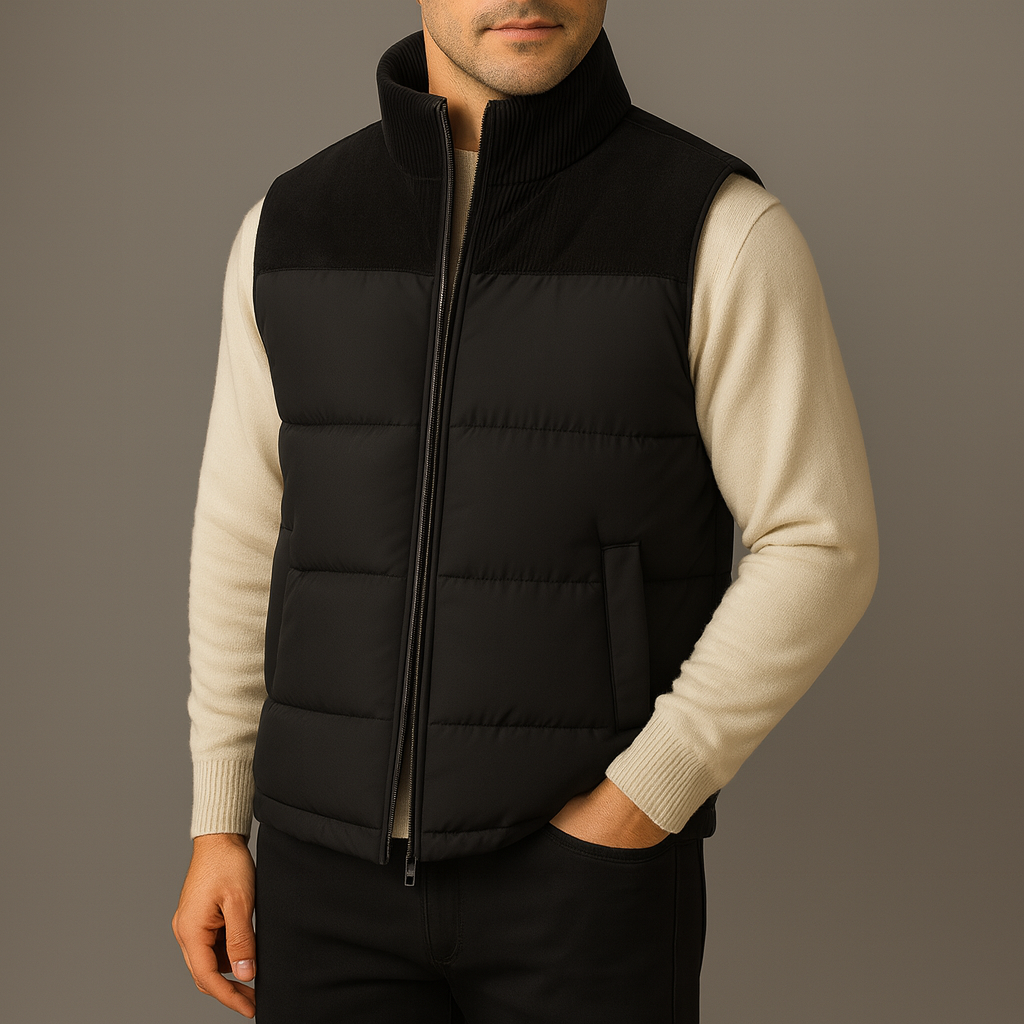 Men's Quilted Puffer Vest with Zip Front | Savoni