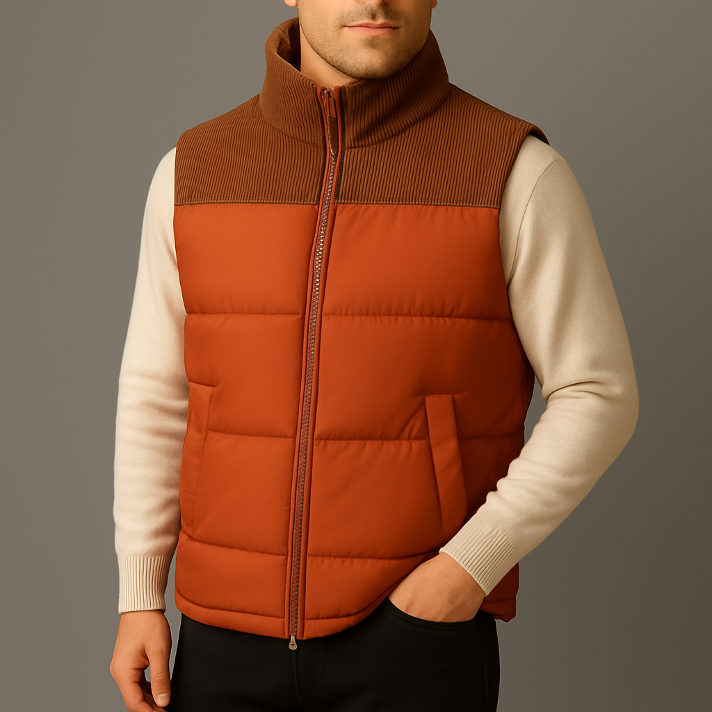 Men's Quilted Puffer Vest with Zip Front | Savoni