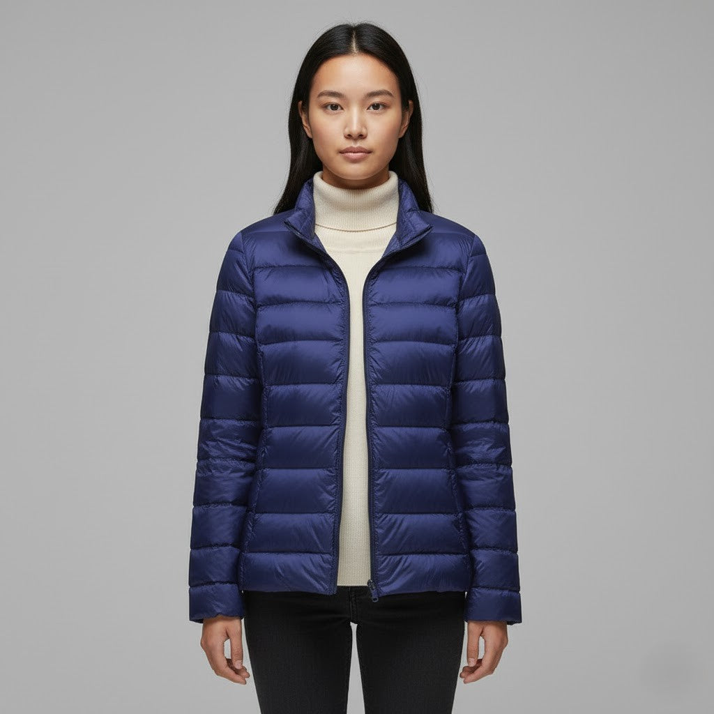 Juno | Winter Hooded Shiny Zip Up Quilted Side Pockets Puffer Jacket Women