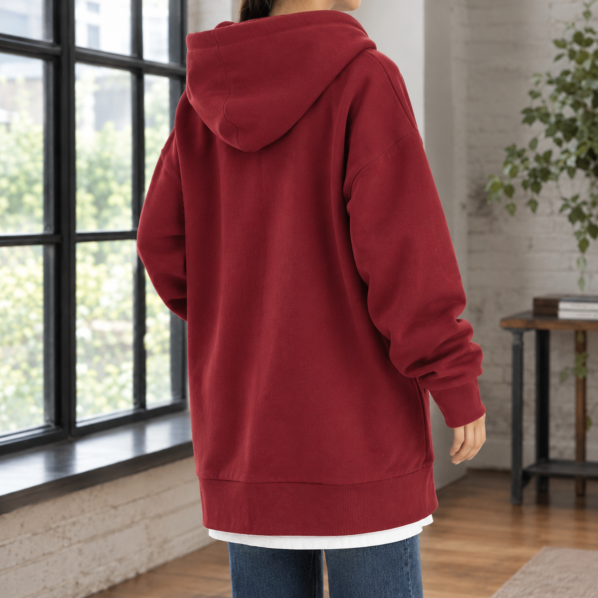 Lucia | Zip Up Drawstring Fleece Pockets Longline Autumn Oversized Hoodie Women