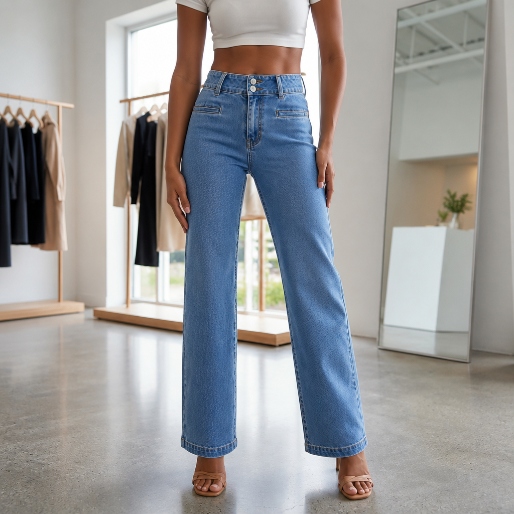 Suzy | Pocket Belt Loops High Waisted Long Autumn Wide Leg Jeans Women