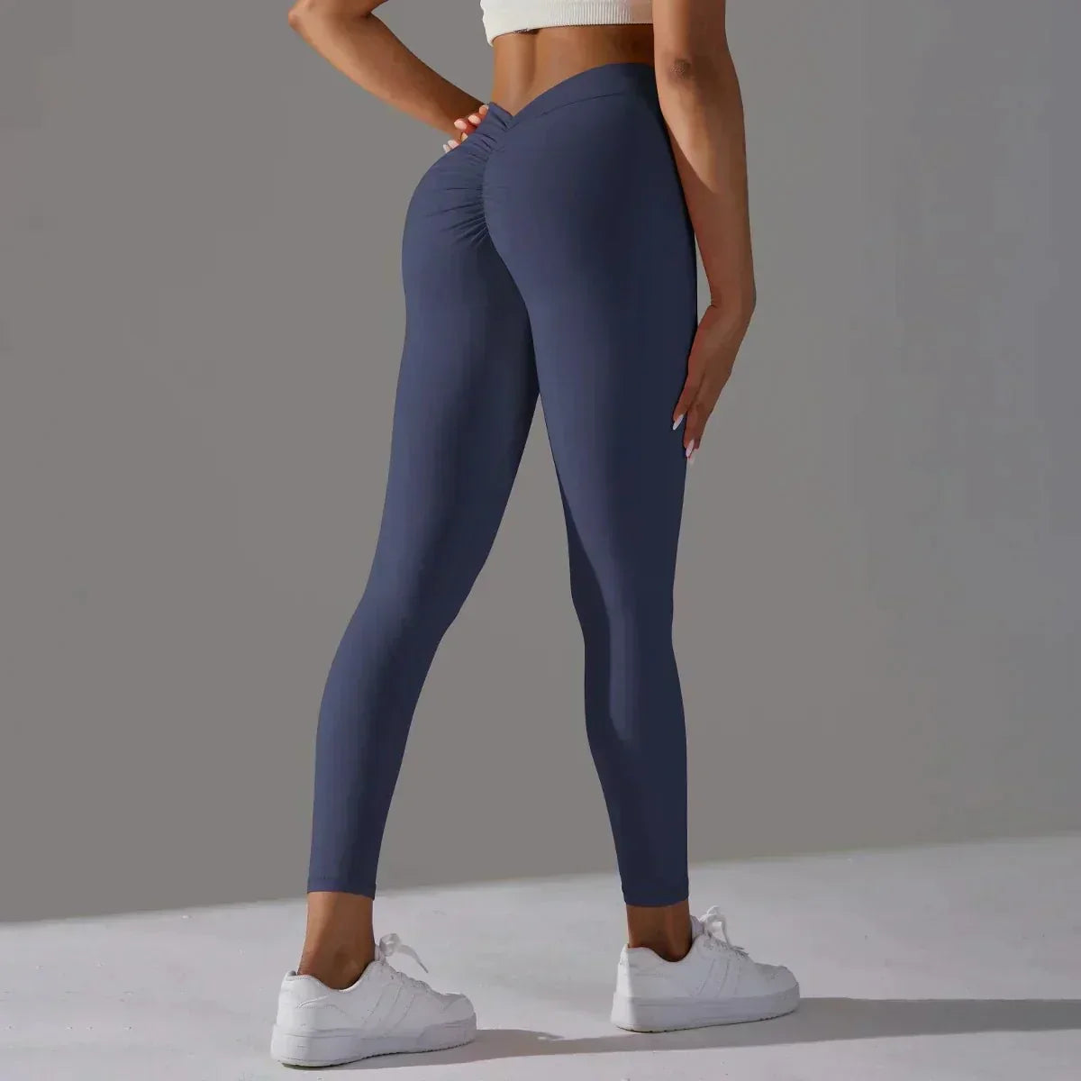 Polly | Knitted High Waisted Crossover Scrunch Bum Ankle Skinny Leggings Women