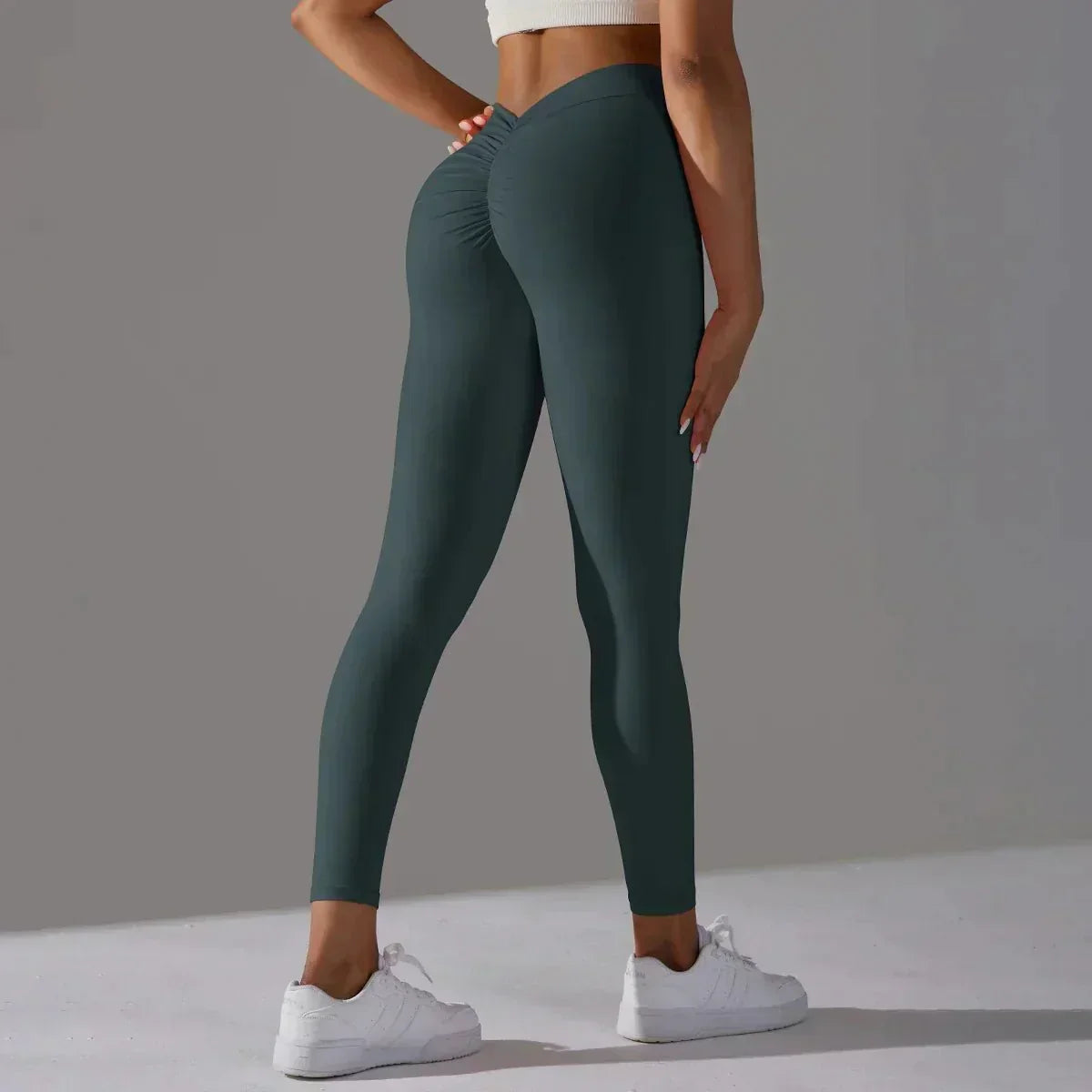 Polly | Knitted High Waisted Crossover Scrunch Bum Ankle Skinny Leggings Women