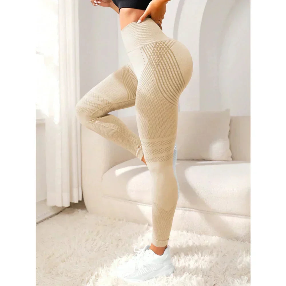 Lea | High Waisted Ribbed Honeycomb Knit Scrunch Bum Ankle Length Leggings Women