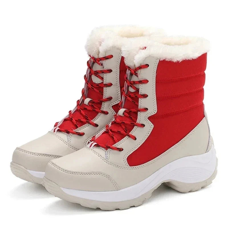 Effie | Faux Fur Padded Quilted Chunky Platform Lace Up Winter Ankle Snow Boots Women