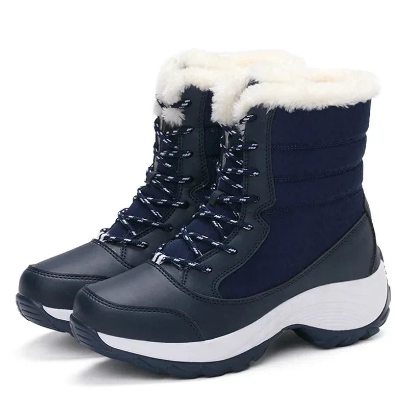 Effie | Faux Fur Padded Quilted Chunky Platform Lace Up Winter Ankle Snow Boots Women