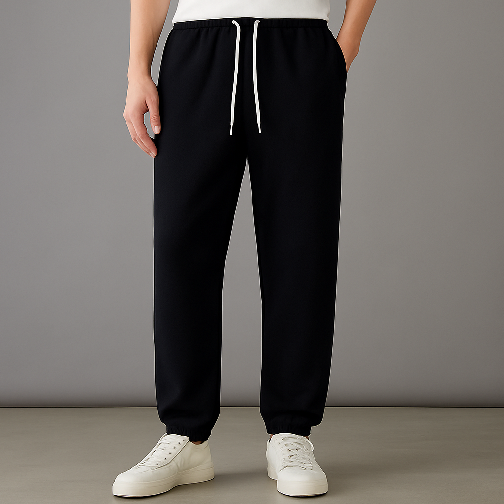 Tapered Joggers with Drawstring Waist - Black | SoleVair