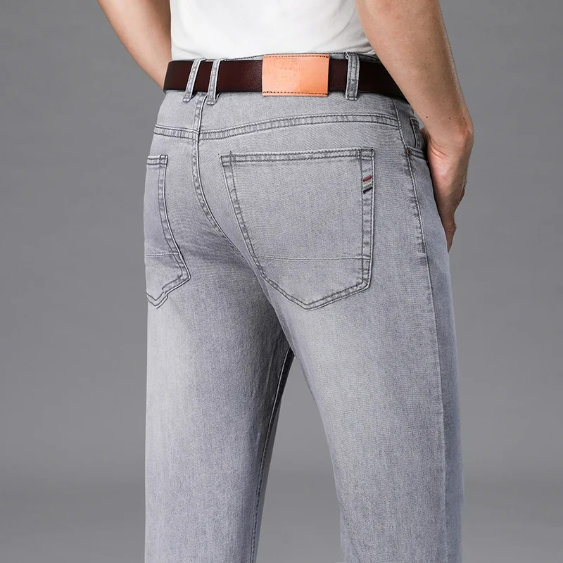 Slim Fit Denim Jeans with Mid Rise - Gray | SoleVair
