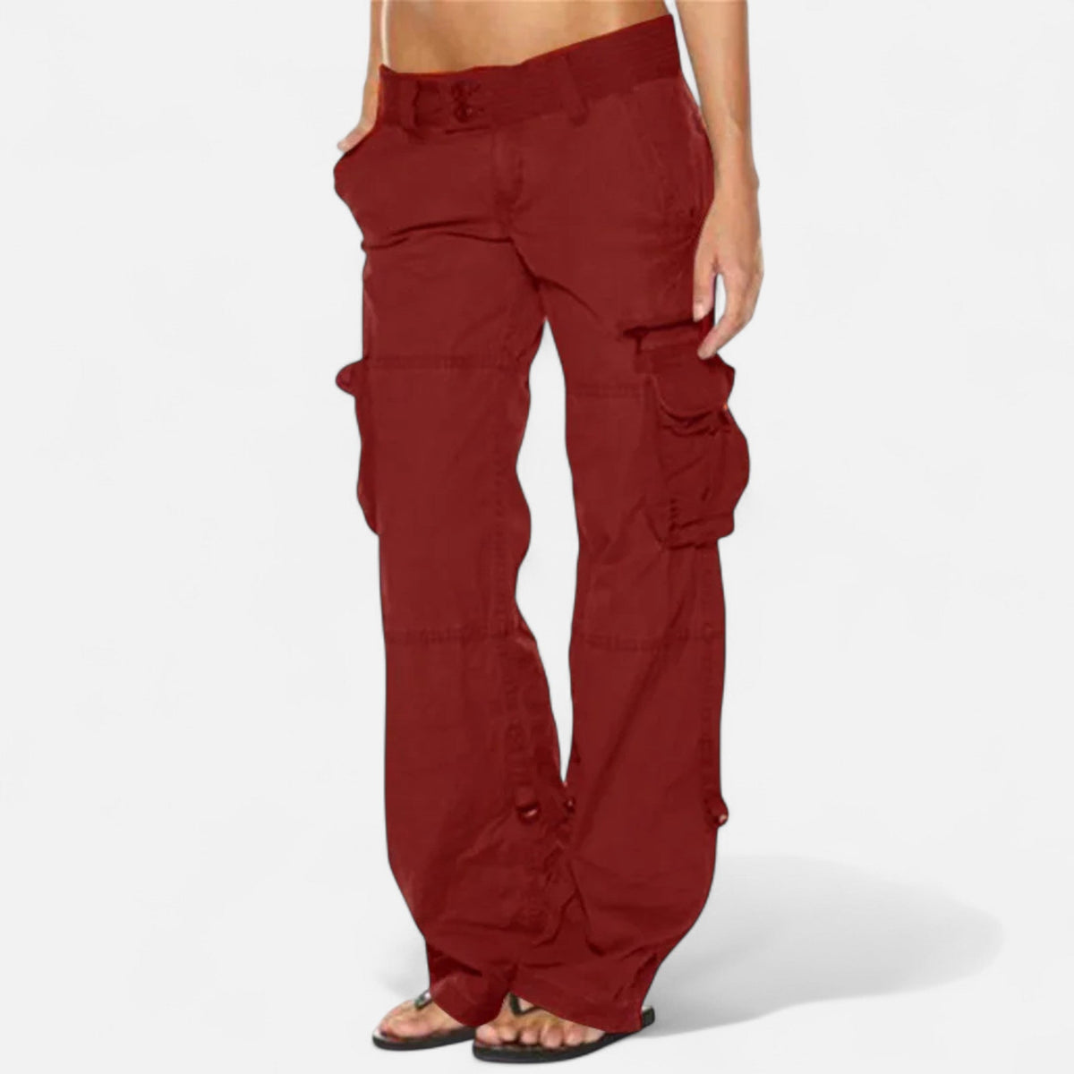 Tara | Low Rise Loose Straight Leg Zip Pocket Cargo Trousers Women