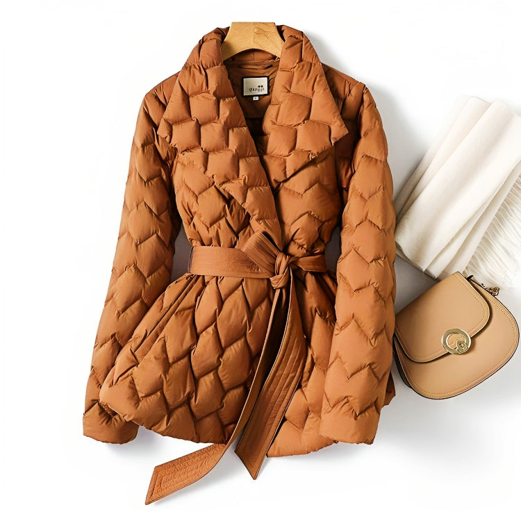 Macy | Winter Belted Collared Quilted Padded Wrap Jacket Women