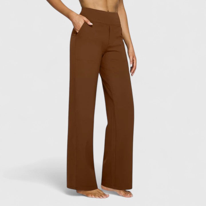 Lydia | High Waisted Tailored Loose Fitted Pockets Wide Leg Trousers Women