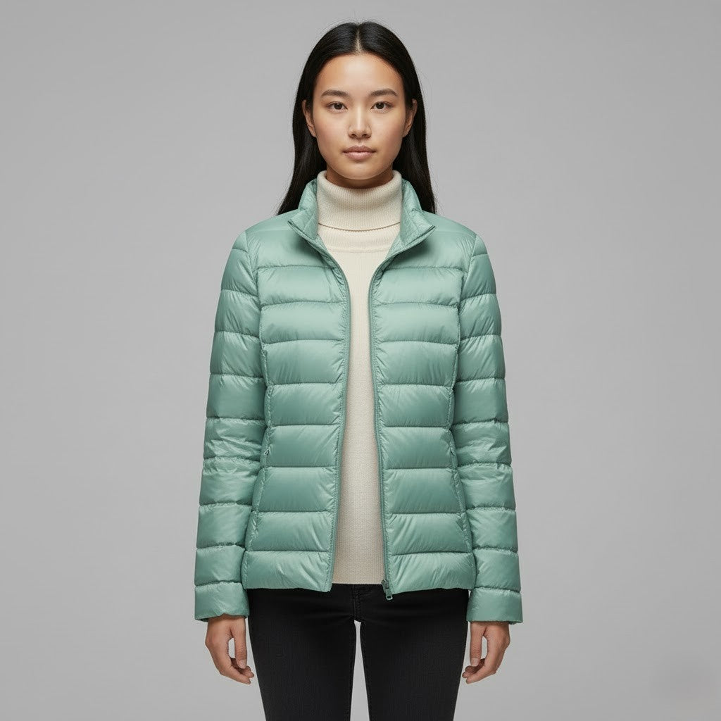 Juno | Winter Hooded Shiny Zip Up Quilted Side Pockets Puffer Jacket Women