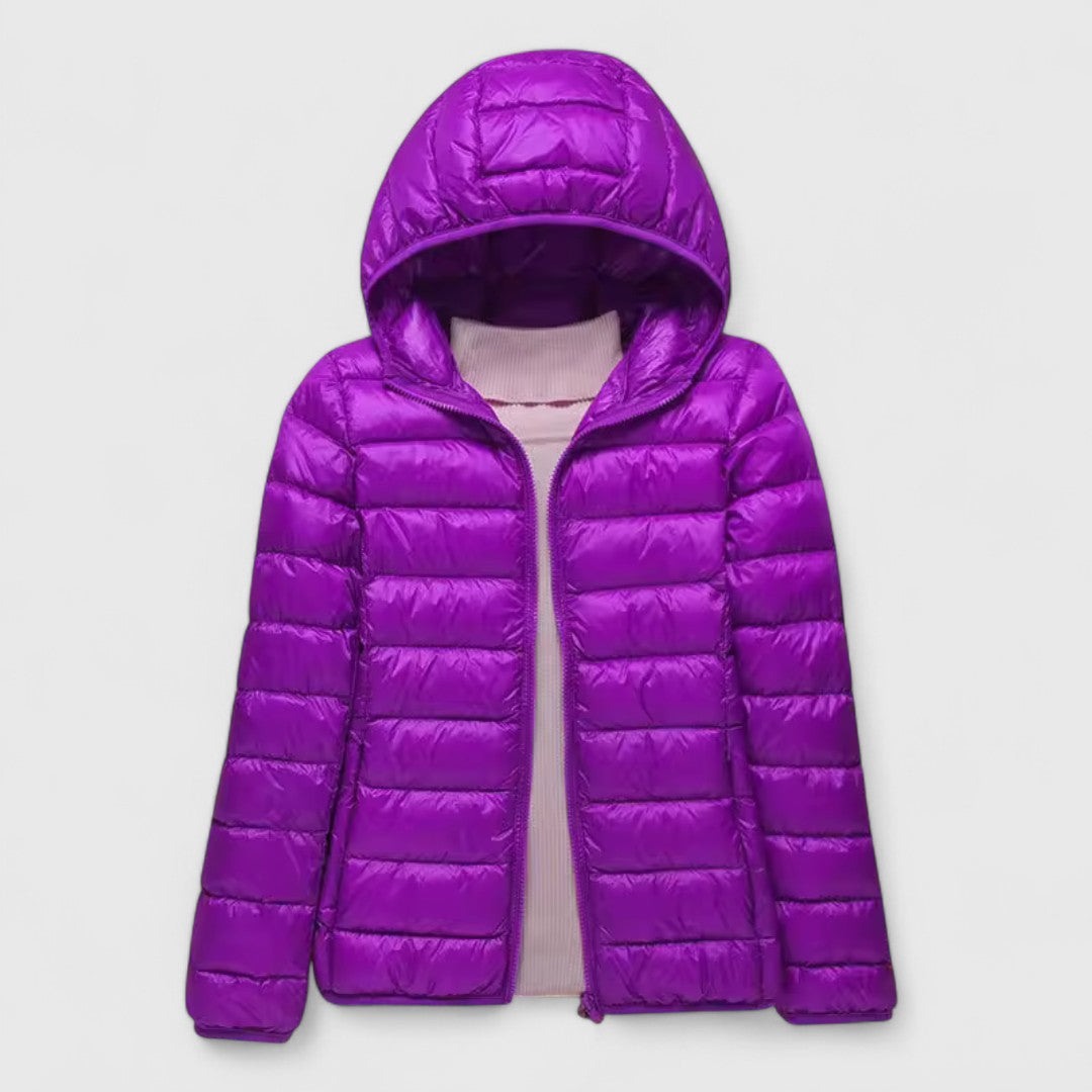Ciara | Winter Shiny Quilted Zip Up Puffer Jacket Women