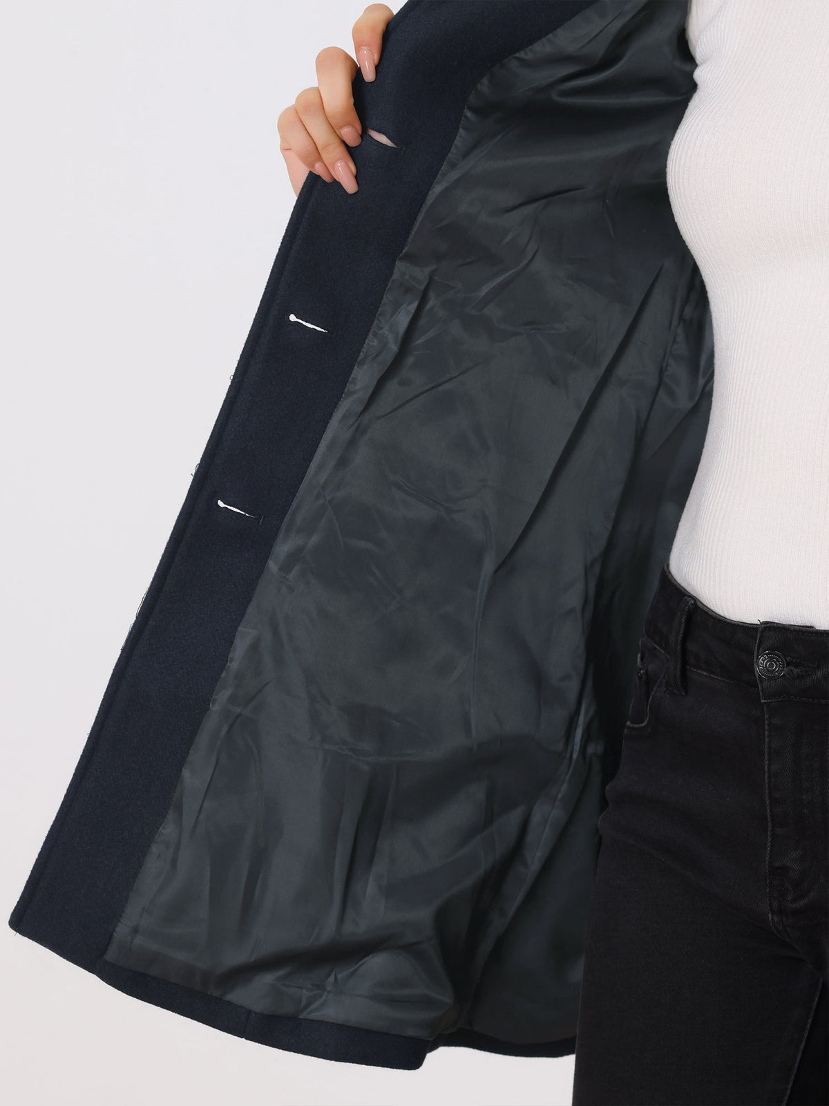 Waterproof Mid-Length Coat with Zip Front - Black