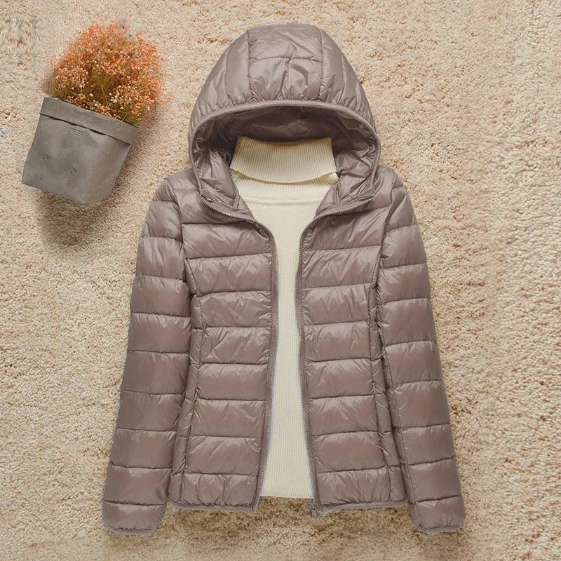 Kate | Winter Shiny Zip Up Hooded Quilted Padded Puffer Jacket Women