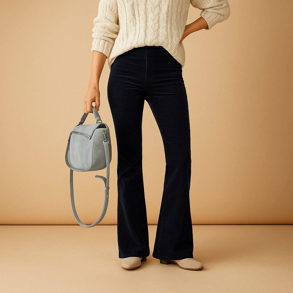 Suki | High Waisted Corduroy Cord Ribbed Pockets Fitted Autumn Flared Trousers Women