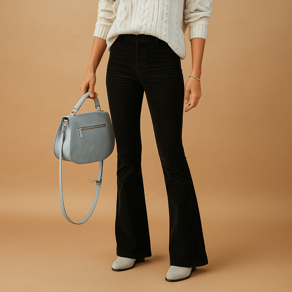 Suki | High Waisted Corduroy Cord Ribbed Pockets Fitted Autumn Flared Trousers Women