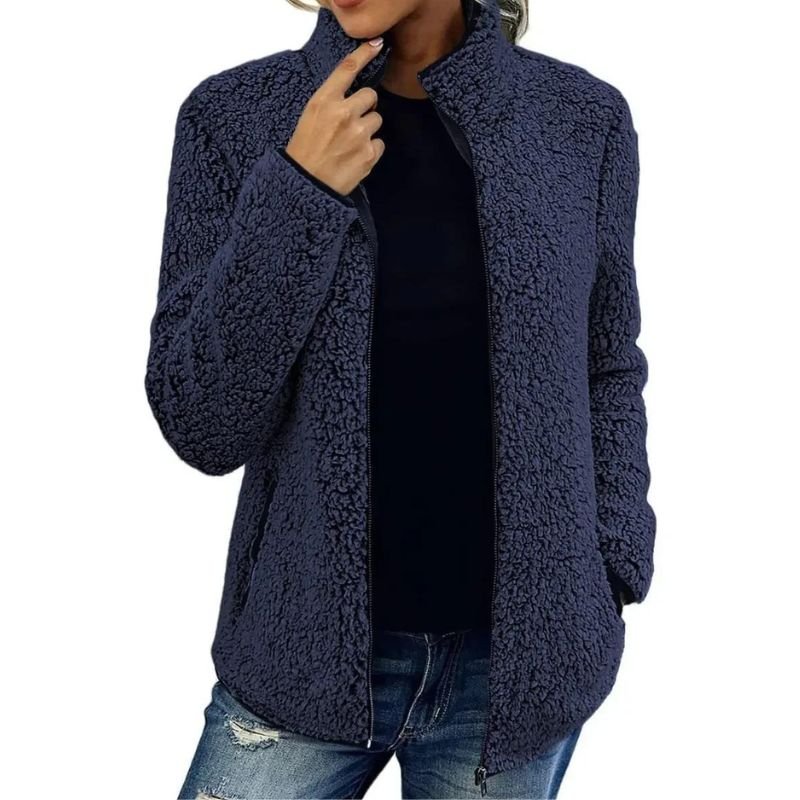 Eve | Winter Funnel Neck Side Pockets Full Zip Sherpa Fleece Jacket Women