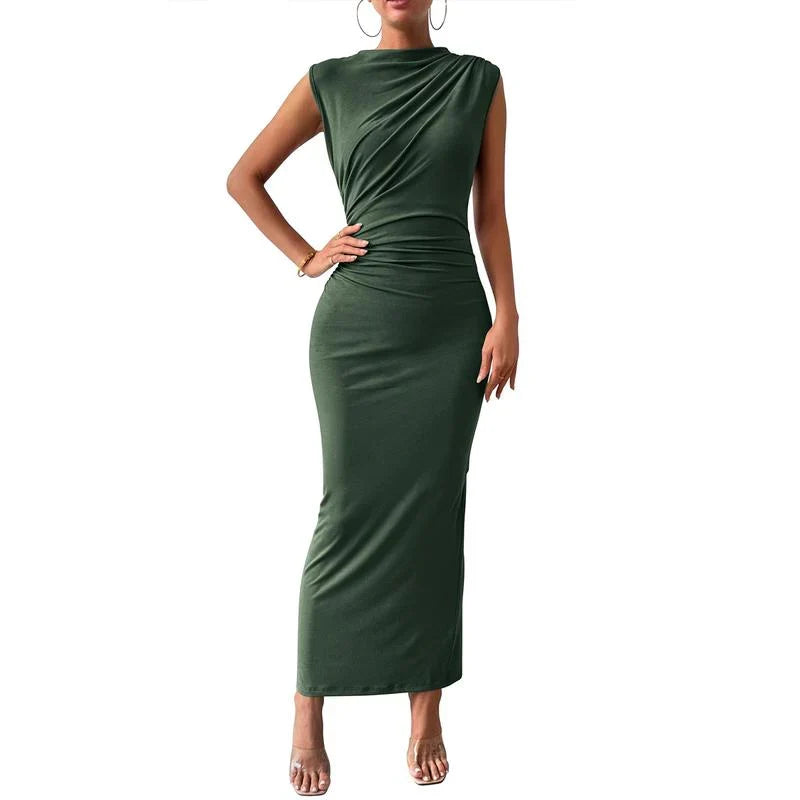 Brooke | Sleeveless Ruched Draped Bodycon Maxi Evening Dress Women