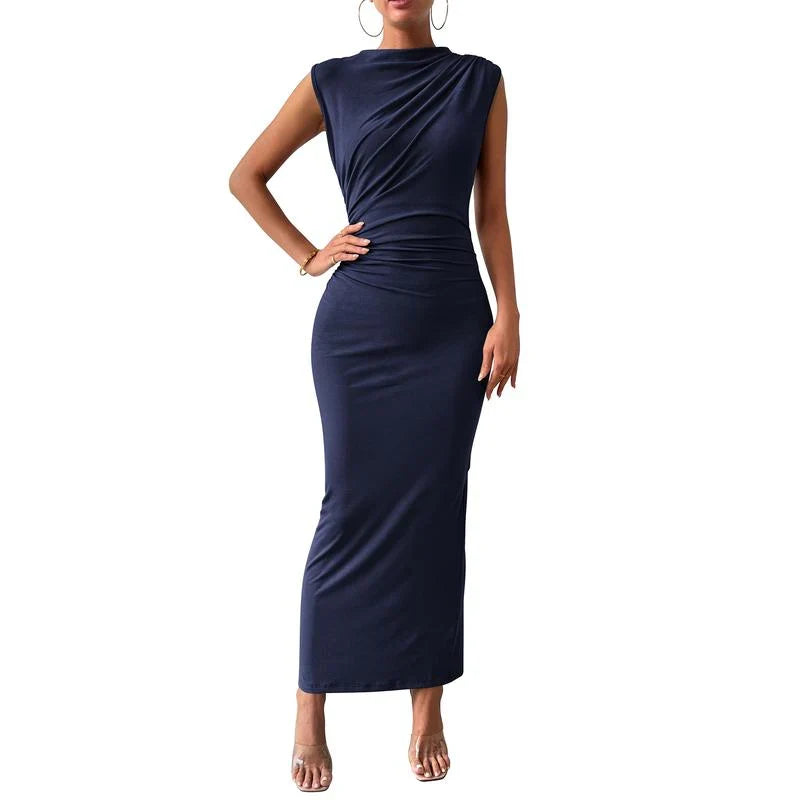 Brooke | Sleeveless Ruched Draped Bodycon Maxi Evening Dress Women