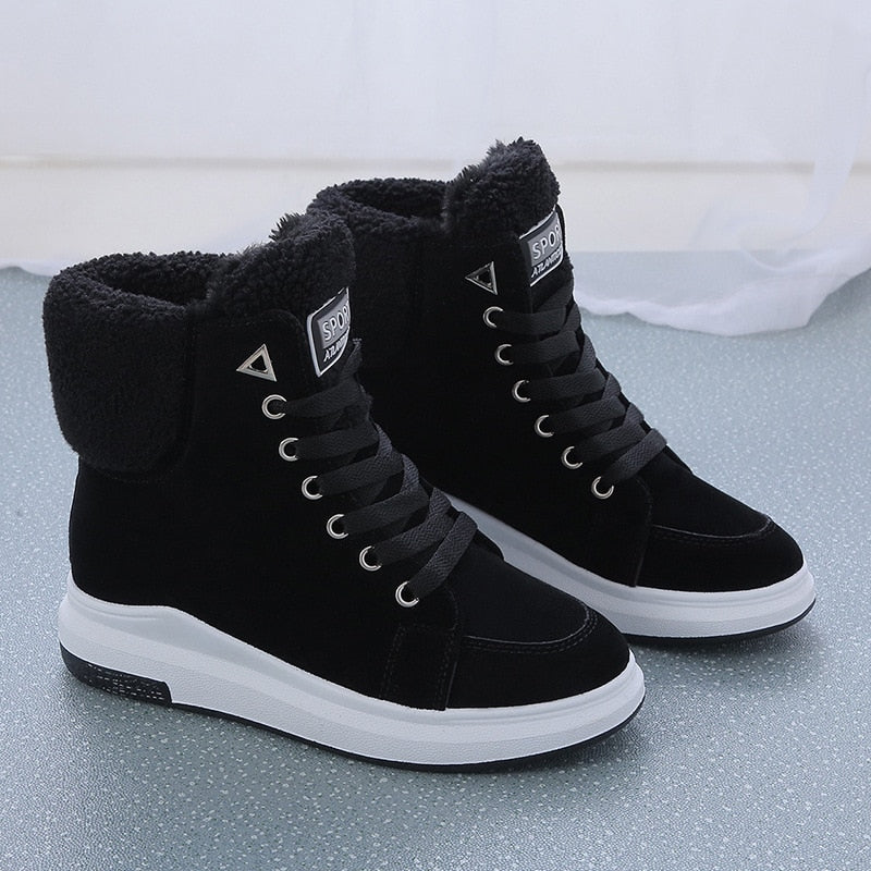 Aria | Fleece Lined Winter Lace Up Faux Suede Ankle Boots Women