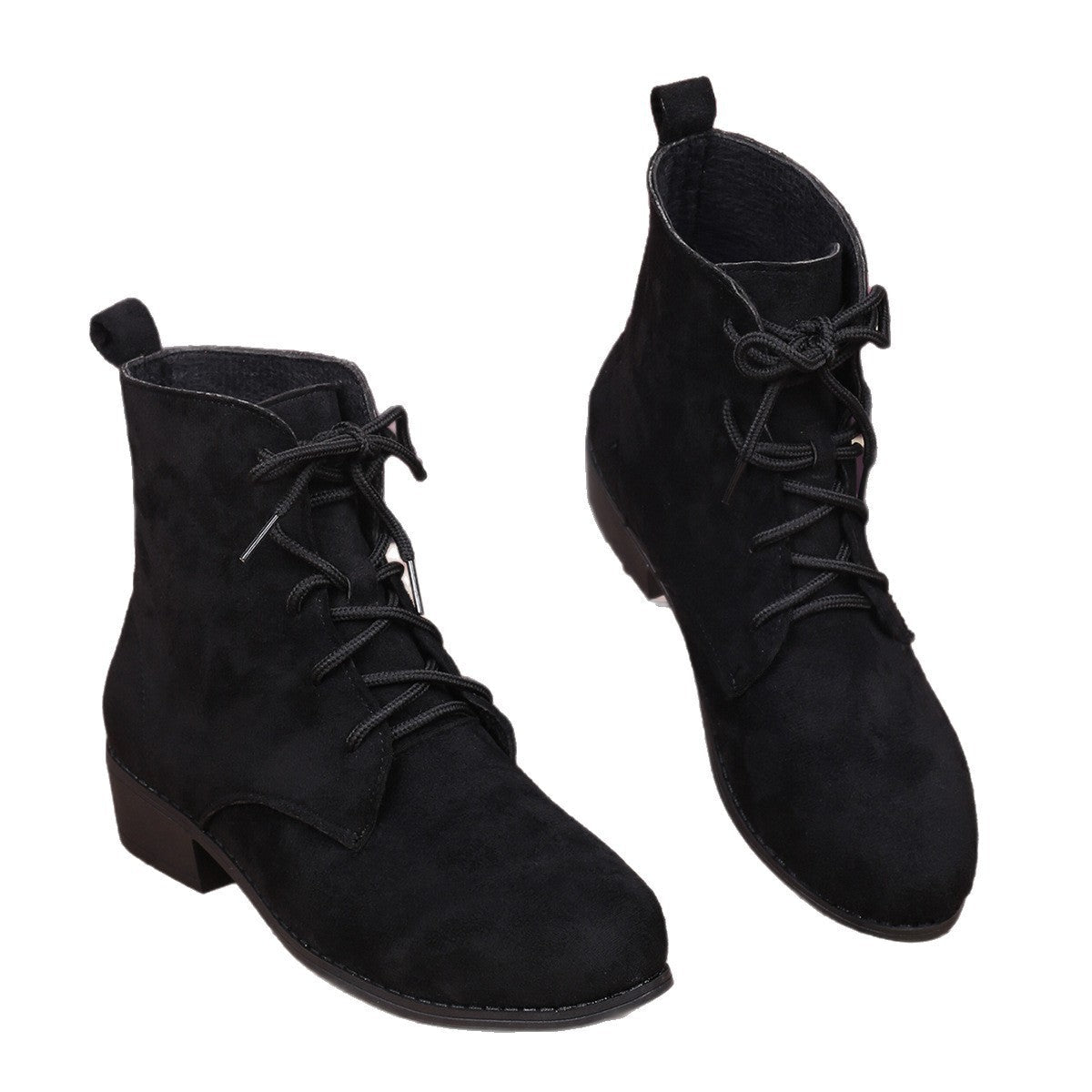 Mira | Block Heel Round Toe Lace Up Autumn Faux Suede Ankle Boots Women