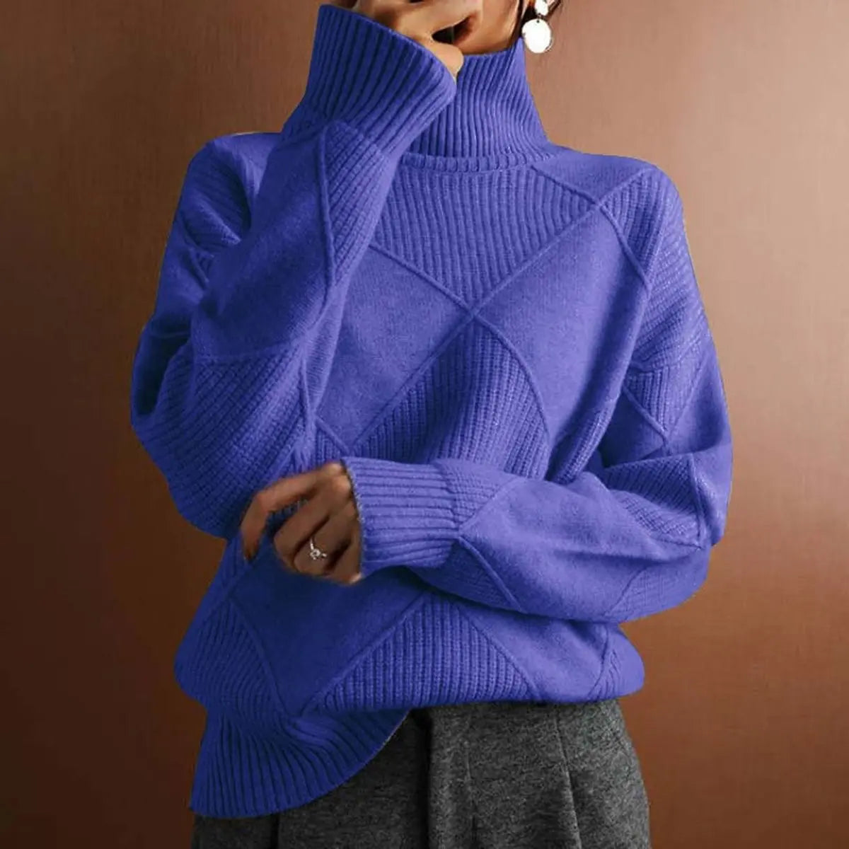 Tessa | Oversized Ribbed Long Sleeve Turtleneck High Neck Winter Jumper Women