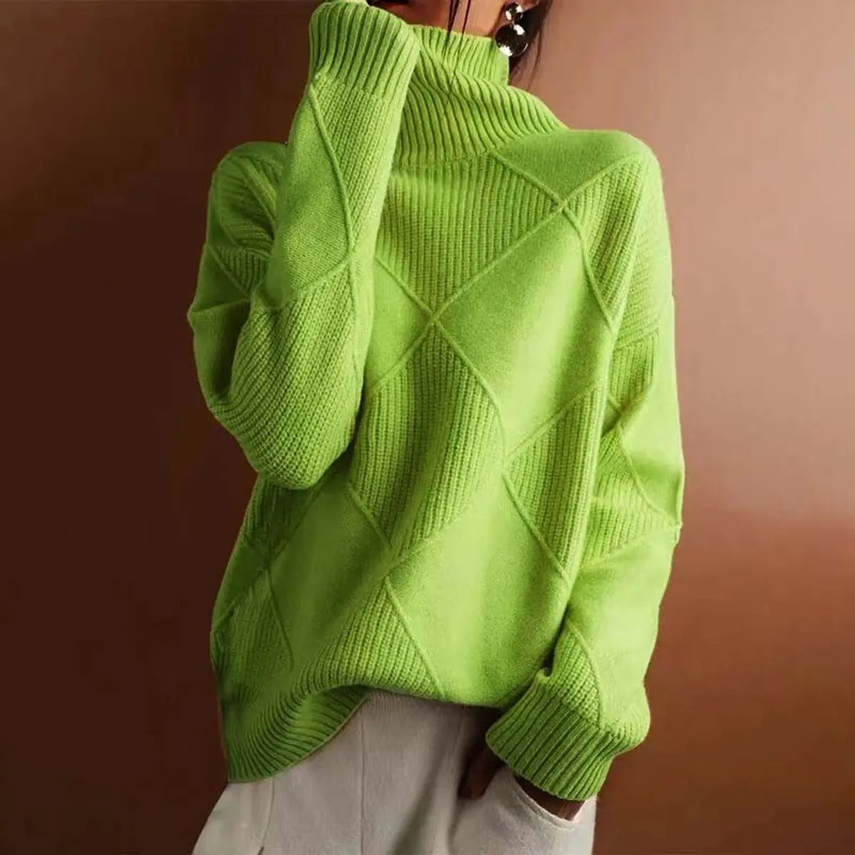 Tessa | Oversized Ribbed Long Sleeve Turtleneck High Neck Winter Jumper Women