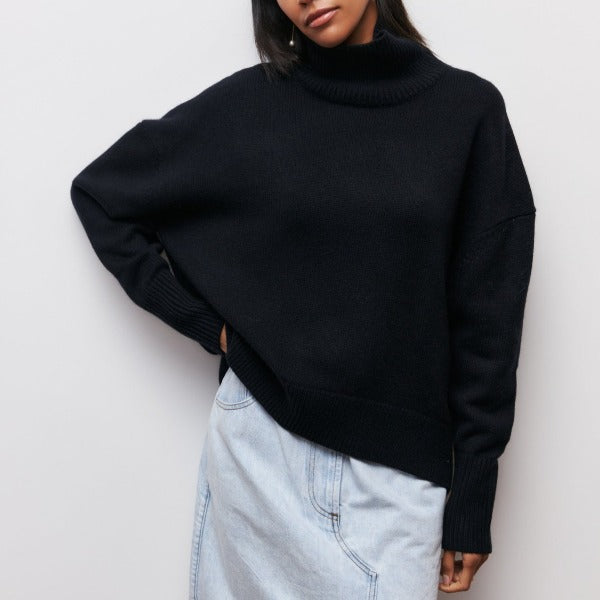 Sienna | Oversized Drop Shoulder Long Sleeve Ribbed Turtleneck High Neck Autumn Winter Jumper Women