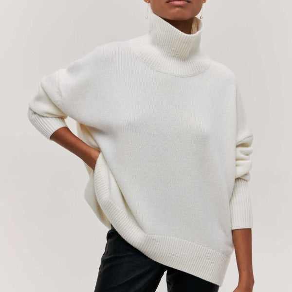 Sienna | Oversized Drop Shoulder Long Sleeve Ribbed Turtleneck High Neck Autumn Winter Jumper Women