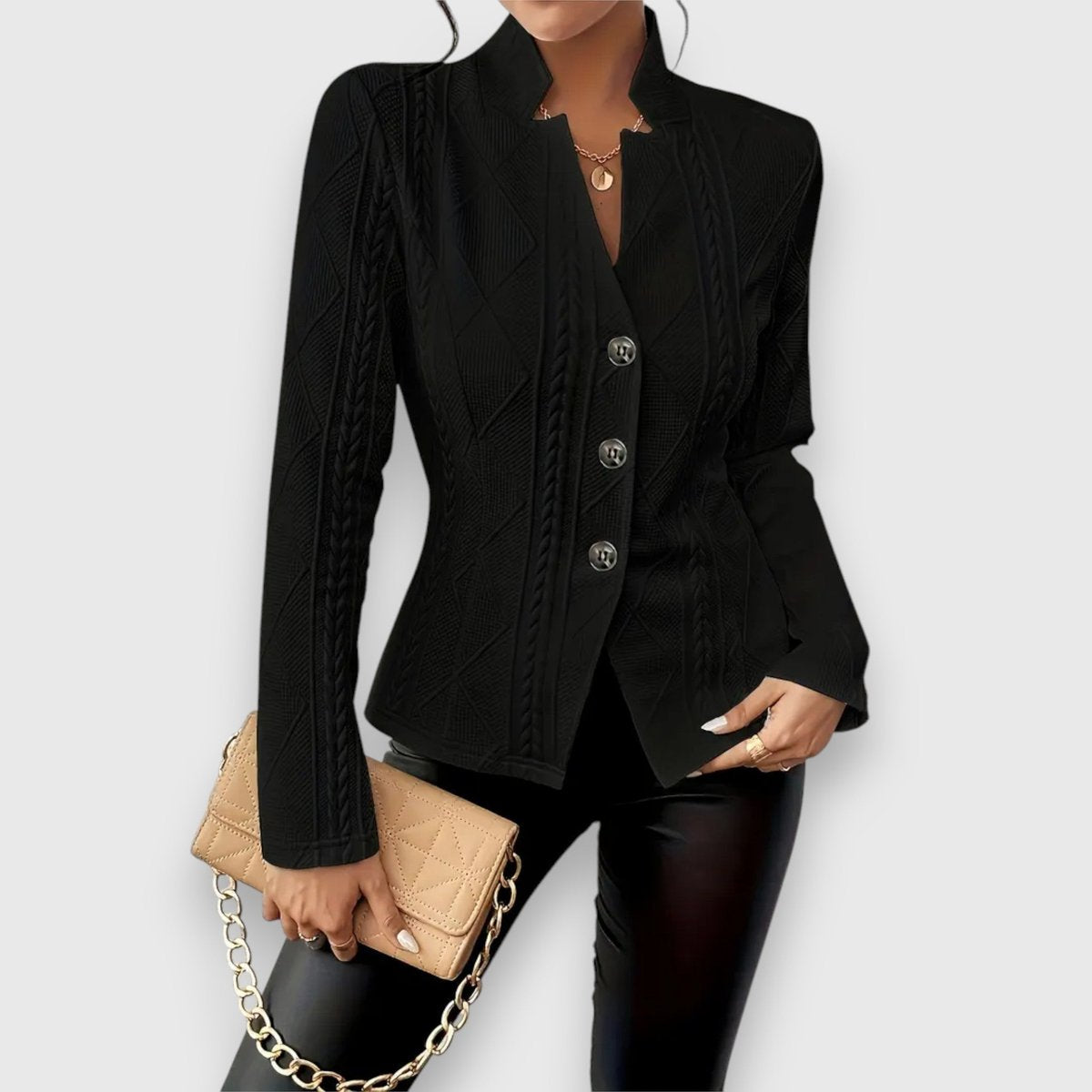 Myla | Fitted Single Breasted Collar Autumn Knit Blazer Women