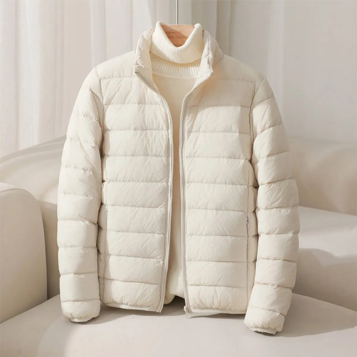 Vida | Winter Funnel Neck Zip Up Quilted Padded Puffer Jacket Women