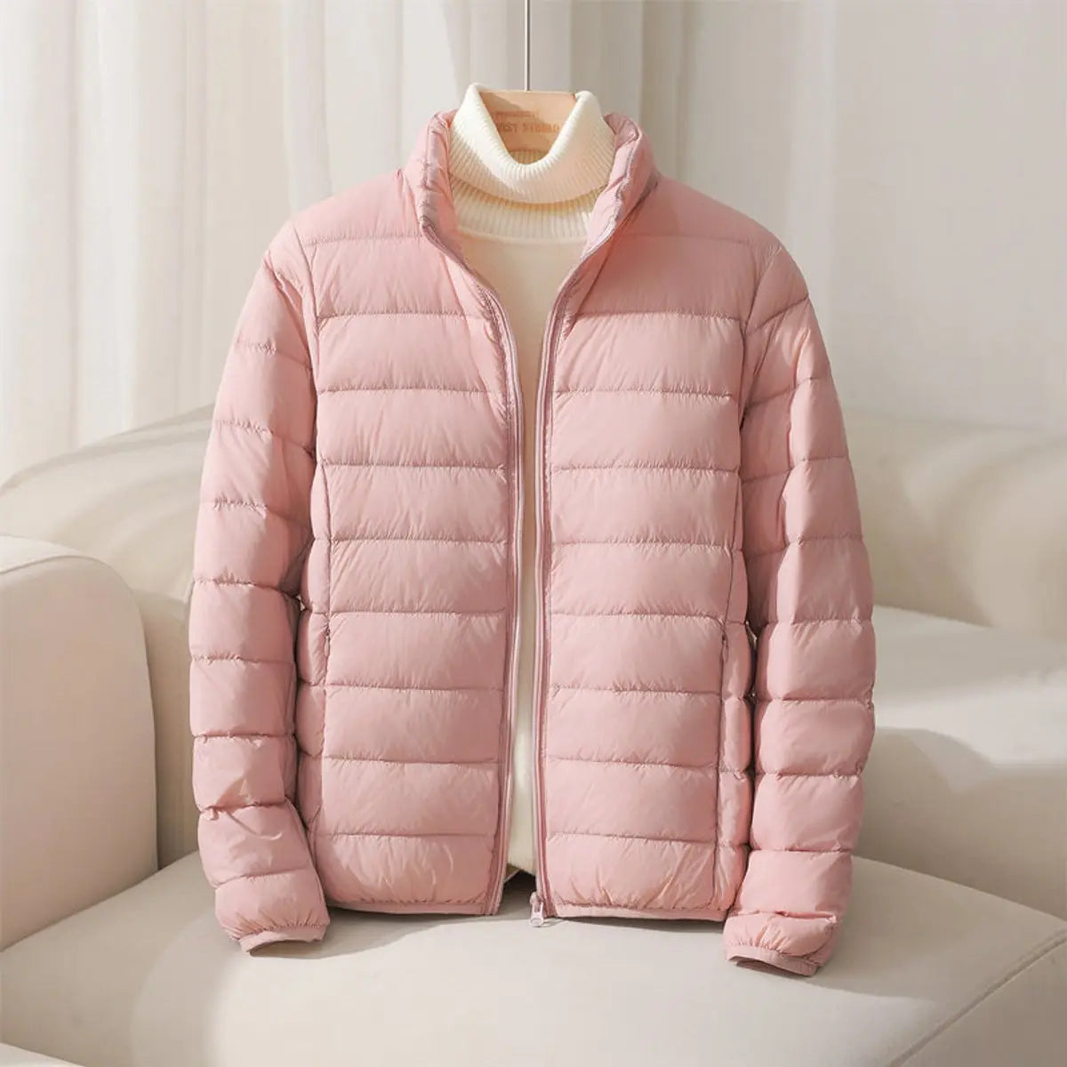 Vida | Winter Funnel Neck Zip Up Quilted Padded Puffer Jacket Women