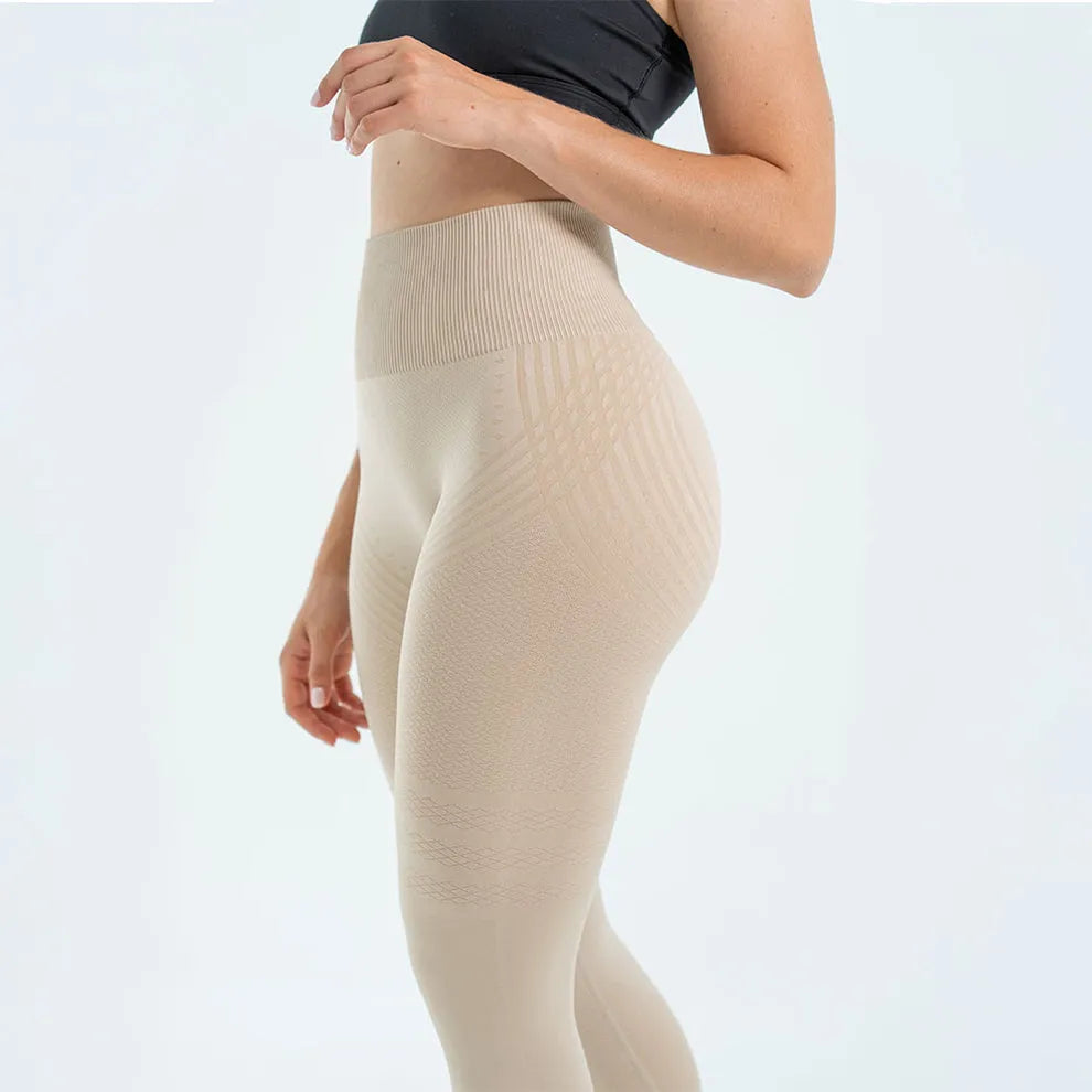 Juno | High Waisted Ribbed Knit Striped Scrunch Bum Leggings Women