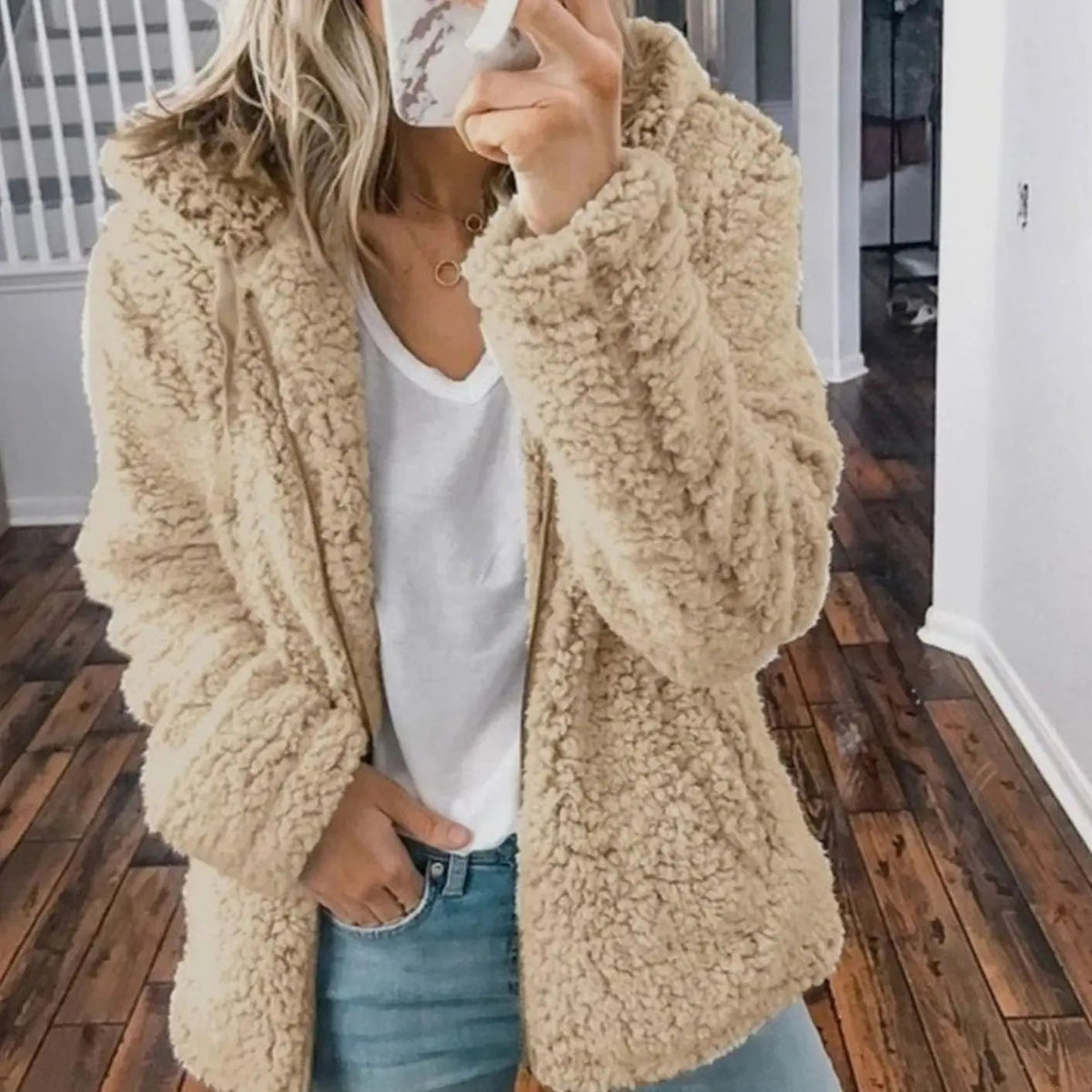 Jana | Hooded Oversized Winter Borg Fleece Jacket Teddy Coat Women