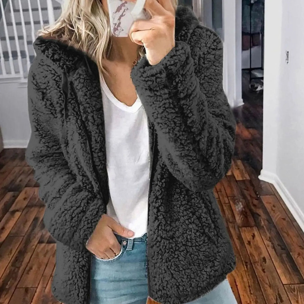 Jana | Hooded Oversized Winter Borg Fleece Jacket Teddy Coat Women