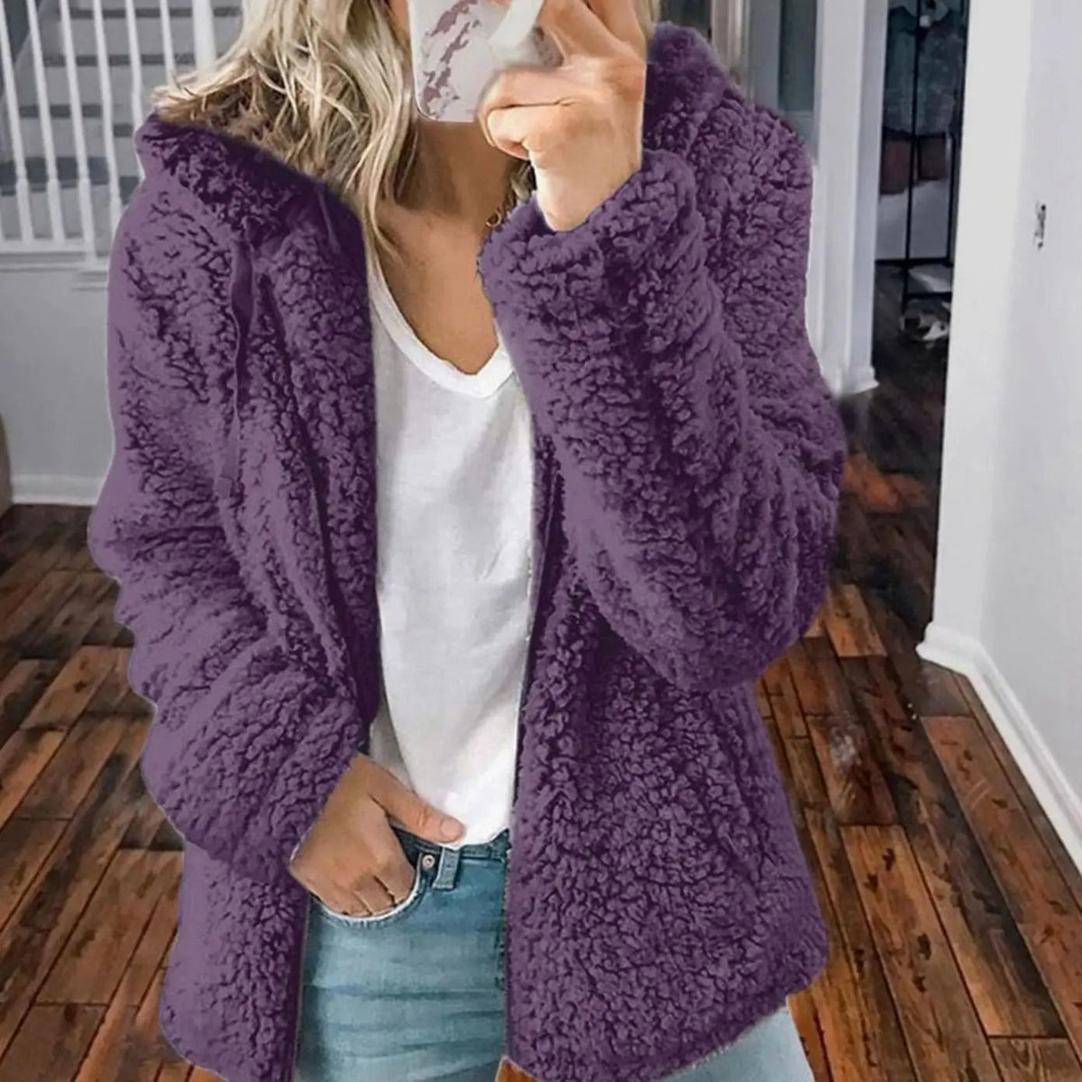 Jana | Hooded Oversized Winter Borg Fleece Jacket Teddy Coat Women