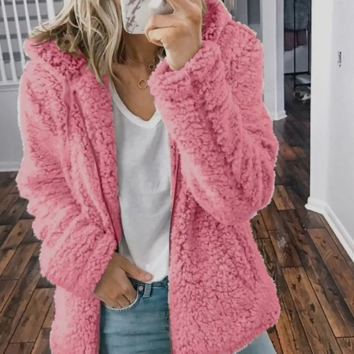 Jana | Hooded Oversized Winter Borg Fleece Jacket Teddy Coat Women
