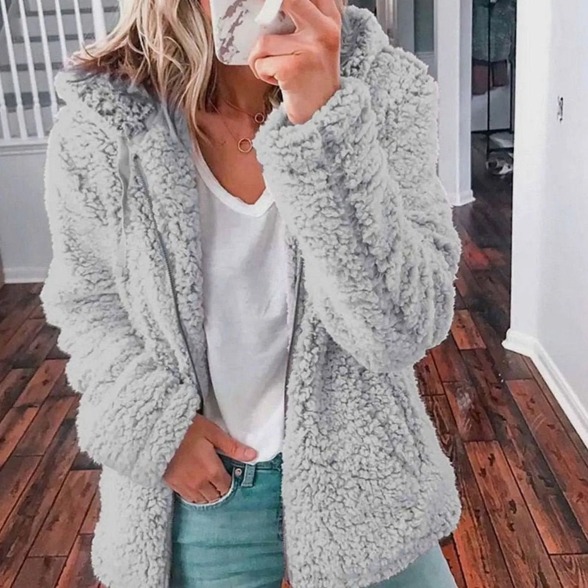 Jana | Hooded Oversized Winter Borg Fleece Jacket Teddy Coat Women