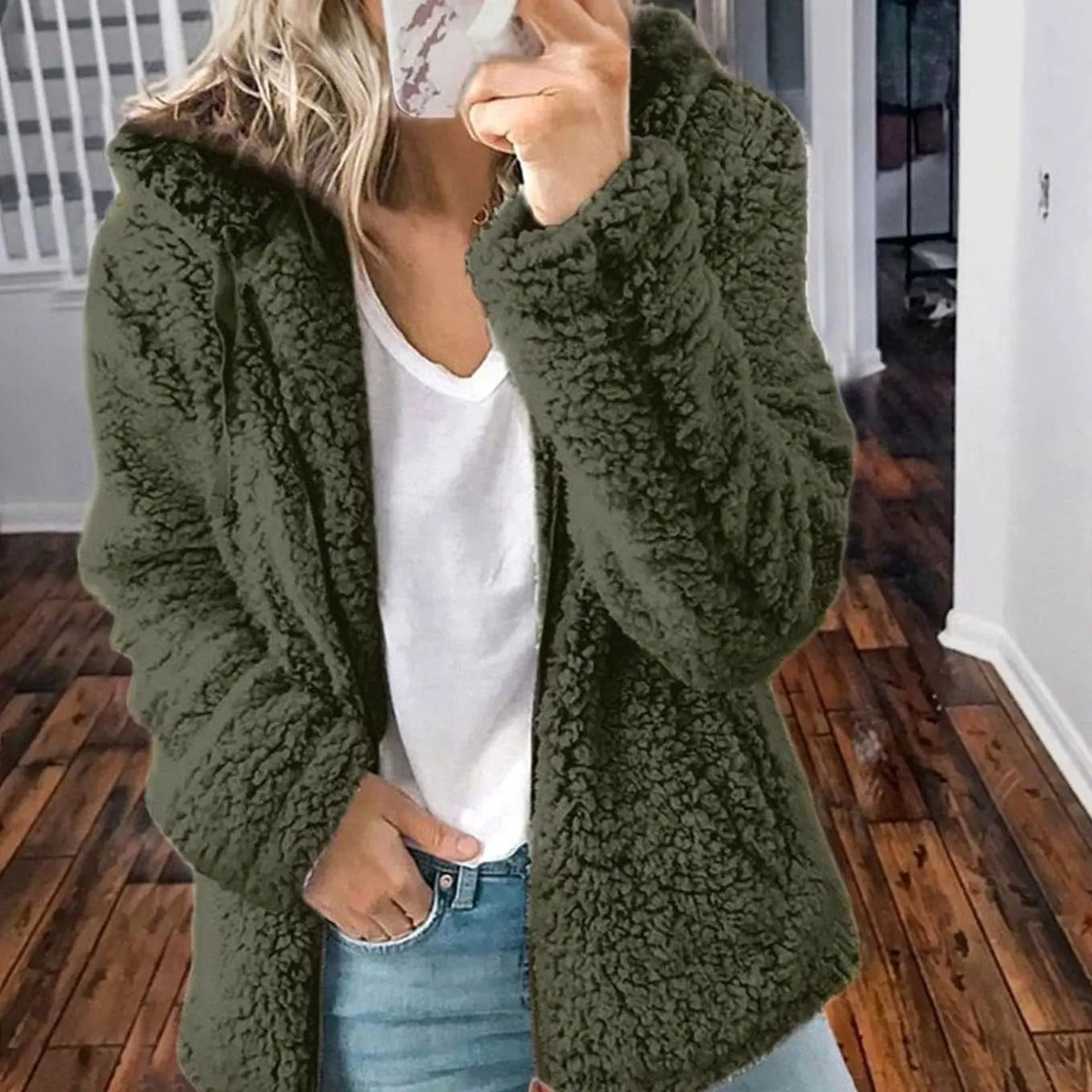 Jana | Hooded Oversized Winter Borg Fleece Jacket Teddy Coat Women