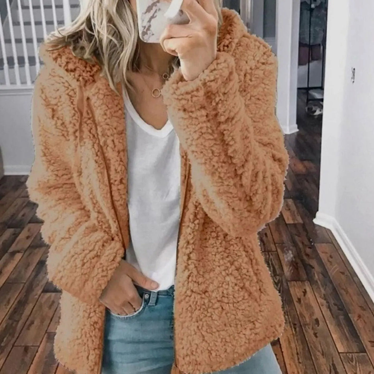 Jana | Hooded Oversized Winter Borg Fleece Jacket Teddy Coat Women