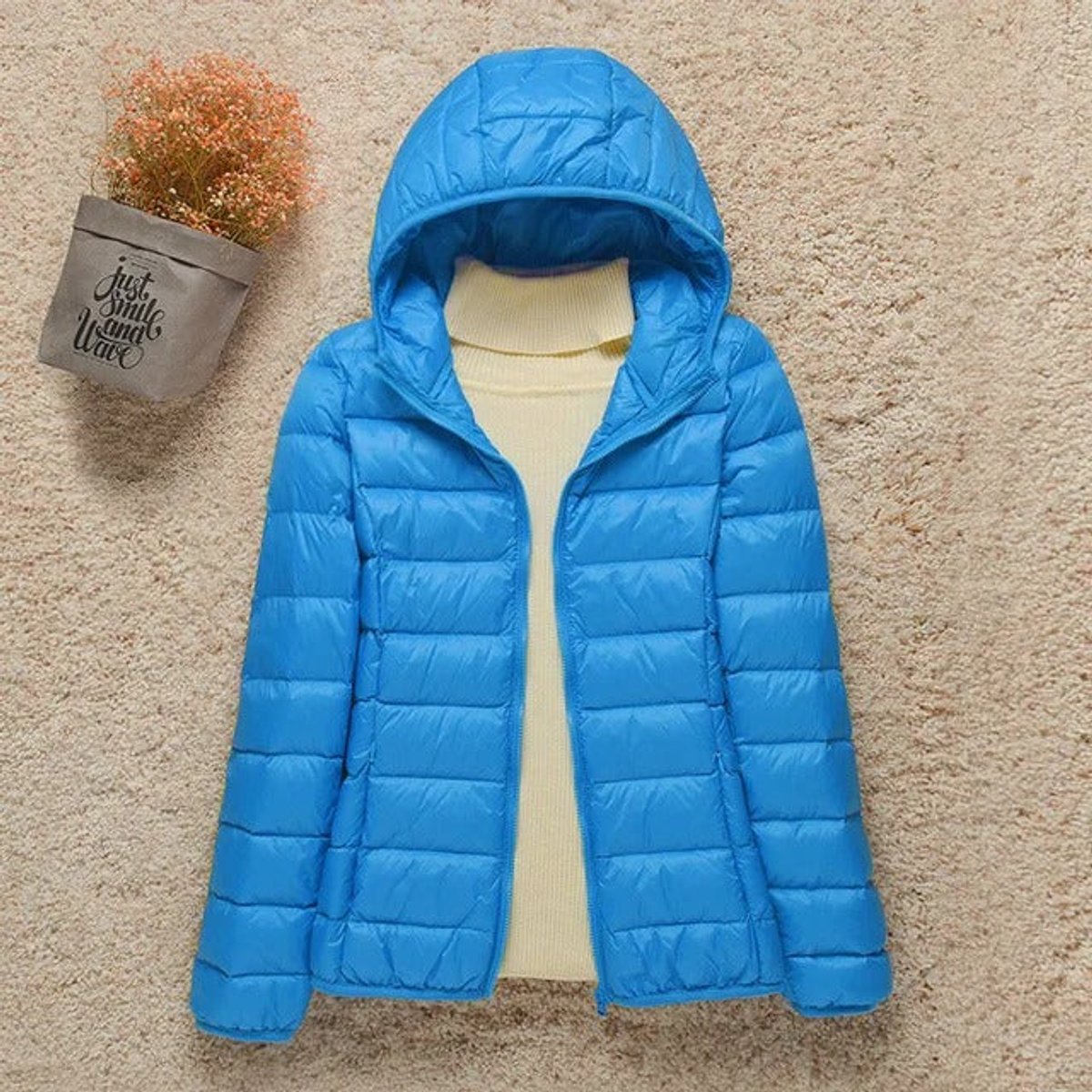 Annie | Winter Shiny Zip Up Hooded Padded Quilted Puffer Jacket Women
