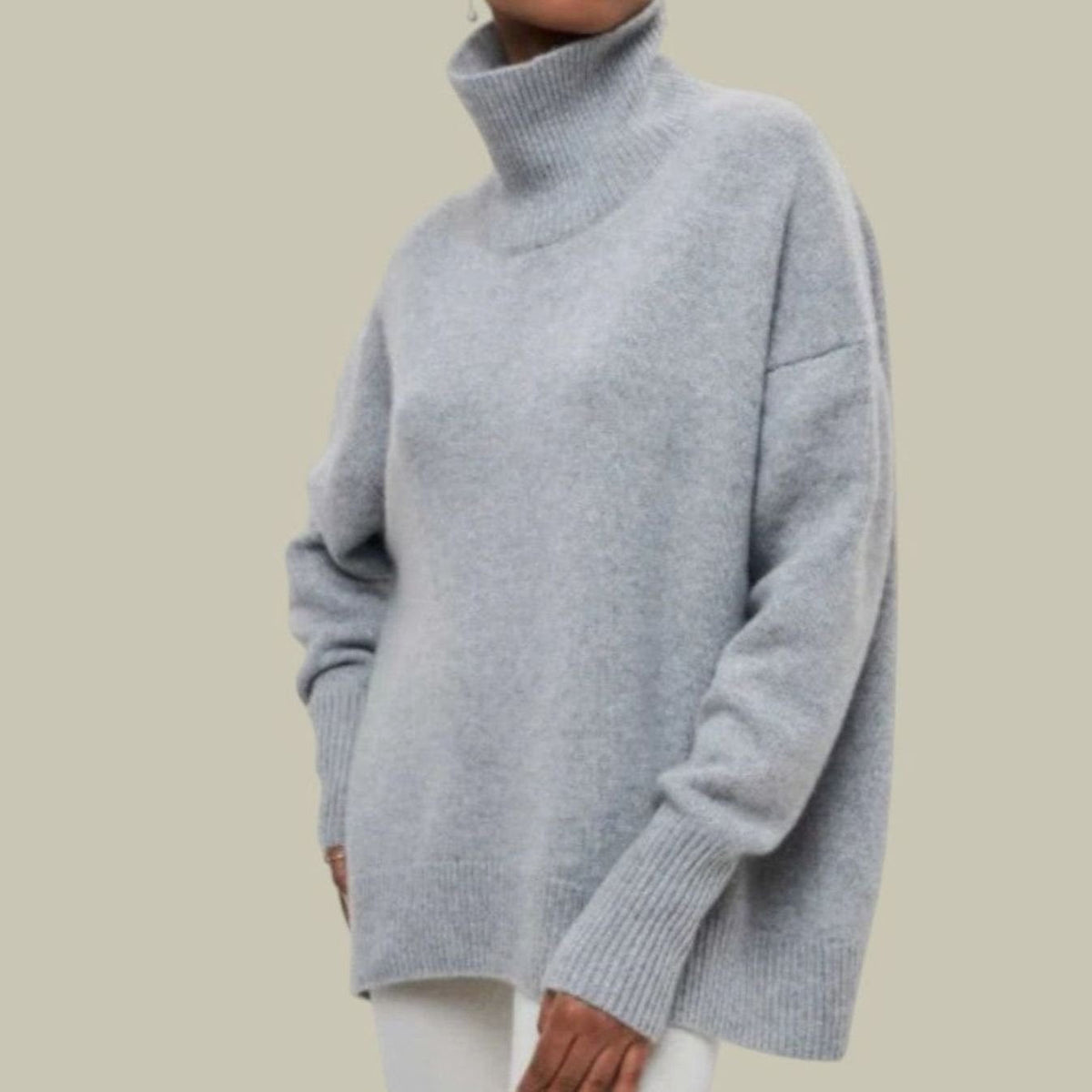 Ivy | Oversized Turtleneck Drop Shoulder Long Sleeve Ribbed Hem High Neck Autumn Winter Jumper Women