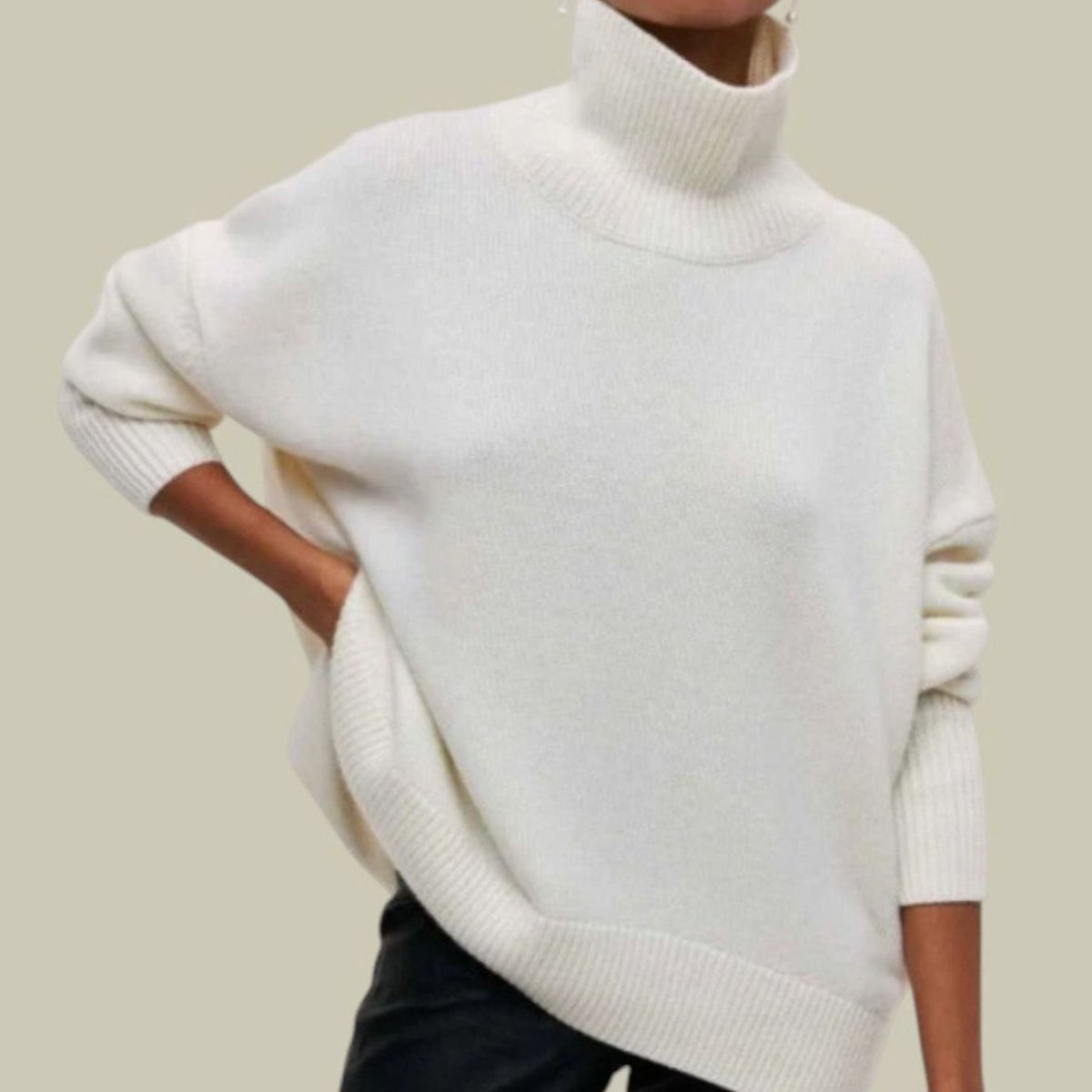 Ivy | Oversized Turtleneck Drop Shoulder Long Sleeve Ribbed Hem High Neck Autumn Winter Jumper Women