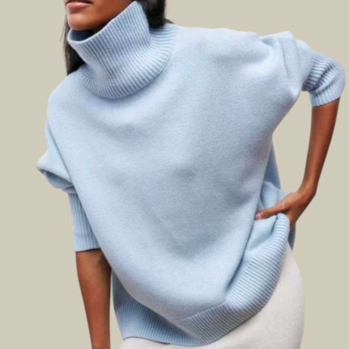 Ivy | Oversized Turtleneck Drop Shoulder Long Sleeve Ribbed Hem High Neck Autumn Winter Jumper Women